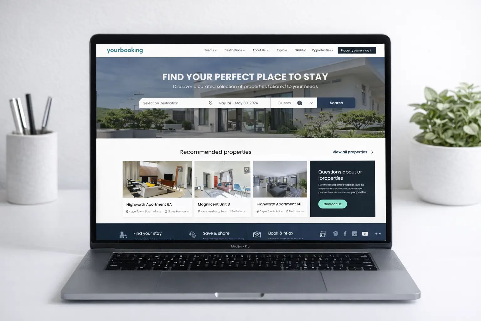 YourBooking website showcase - Online booking platform